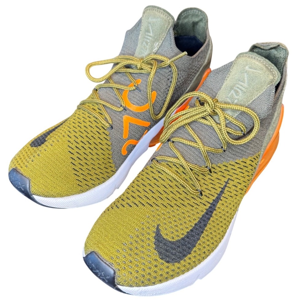 Nike Air Max 270 Flyknit Olive Flak Total Orange AH8050-300 Mens 9